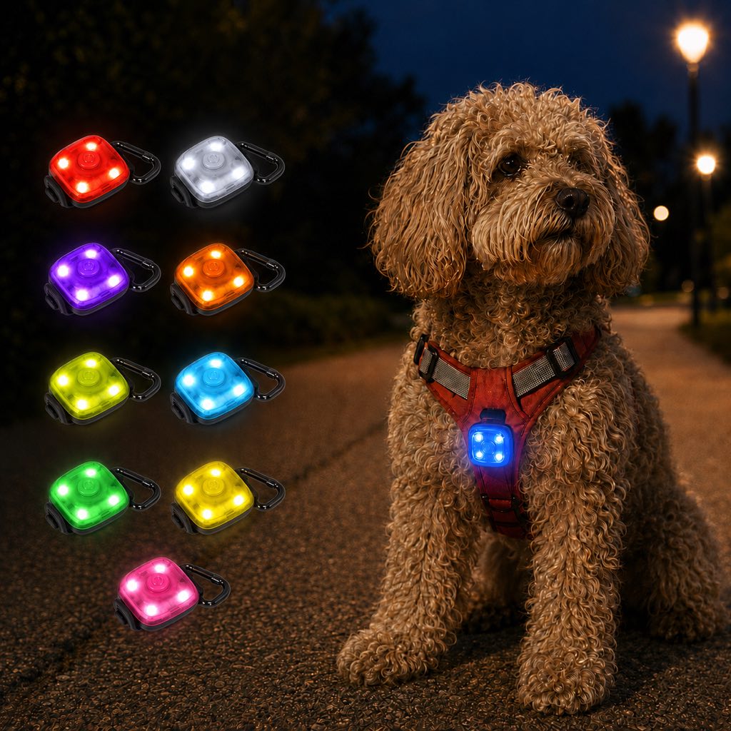 USB-C Rechargeable LED Clip-On Pet Safety Light for Night Walks