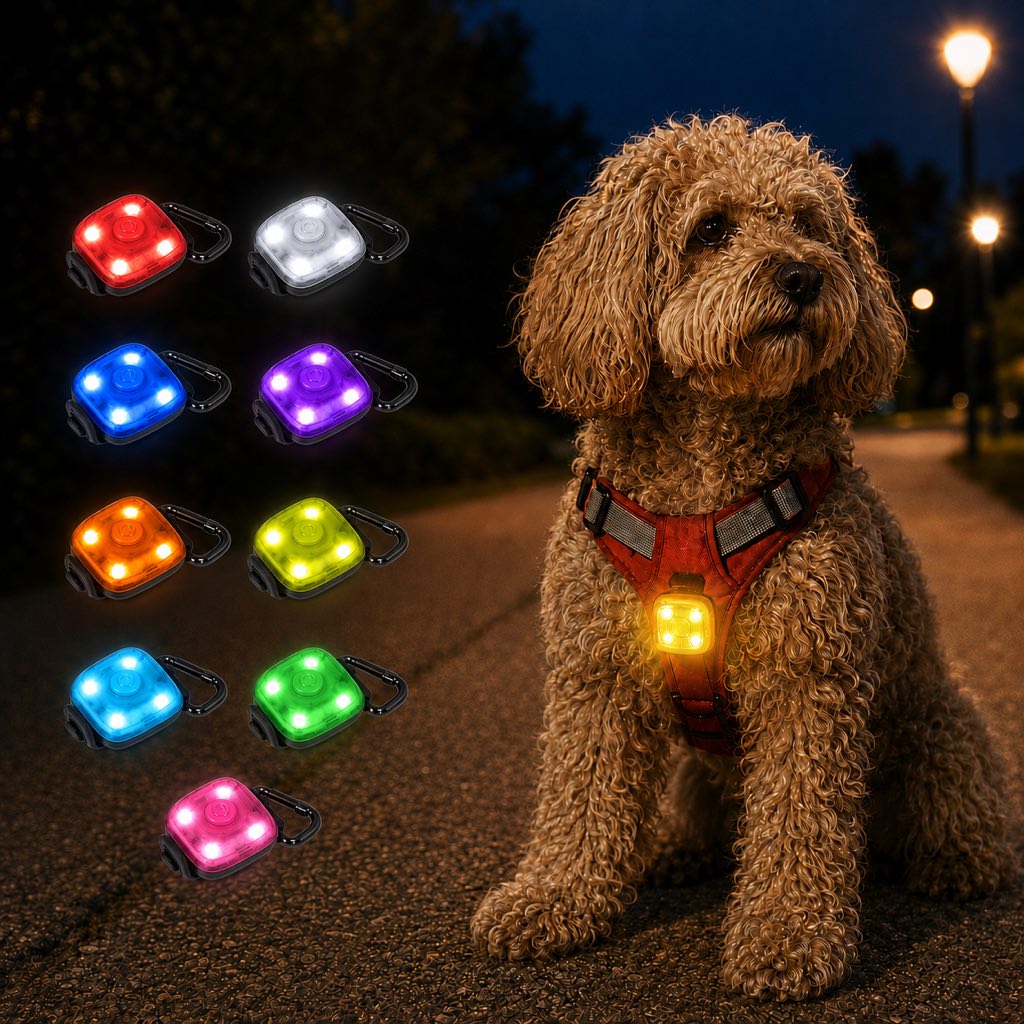 USB-C Rechargeable LED Clip-On Pet Safety Light for Night Walks