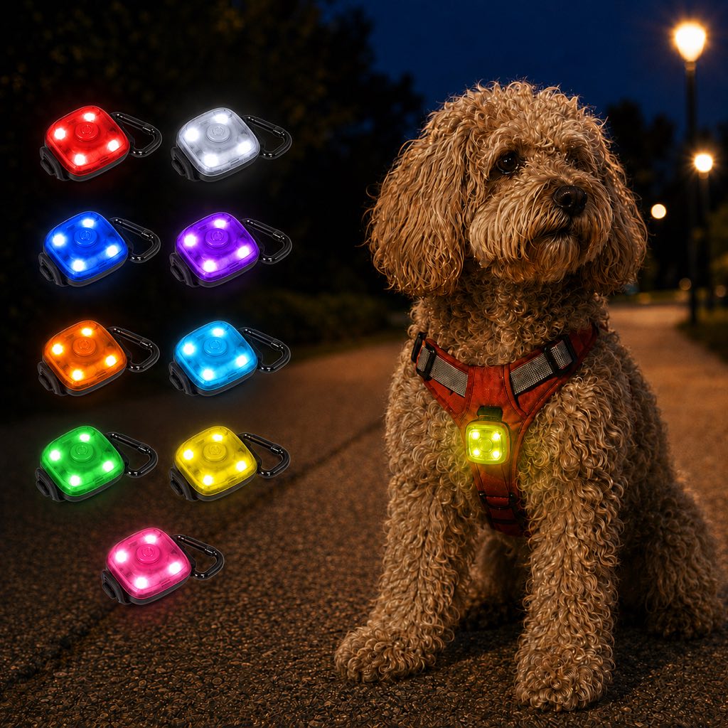 USB-C Rechargeable LED Clip-On Pet Safety Light for Night Walks