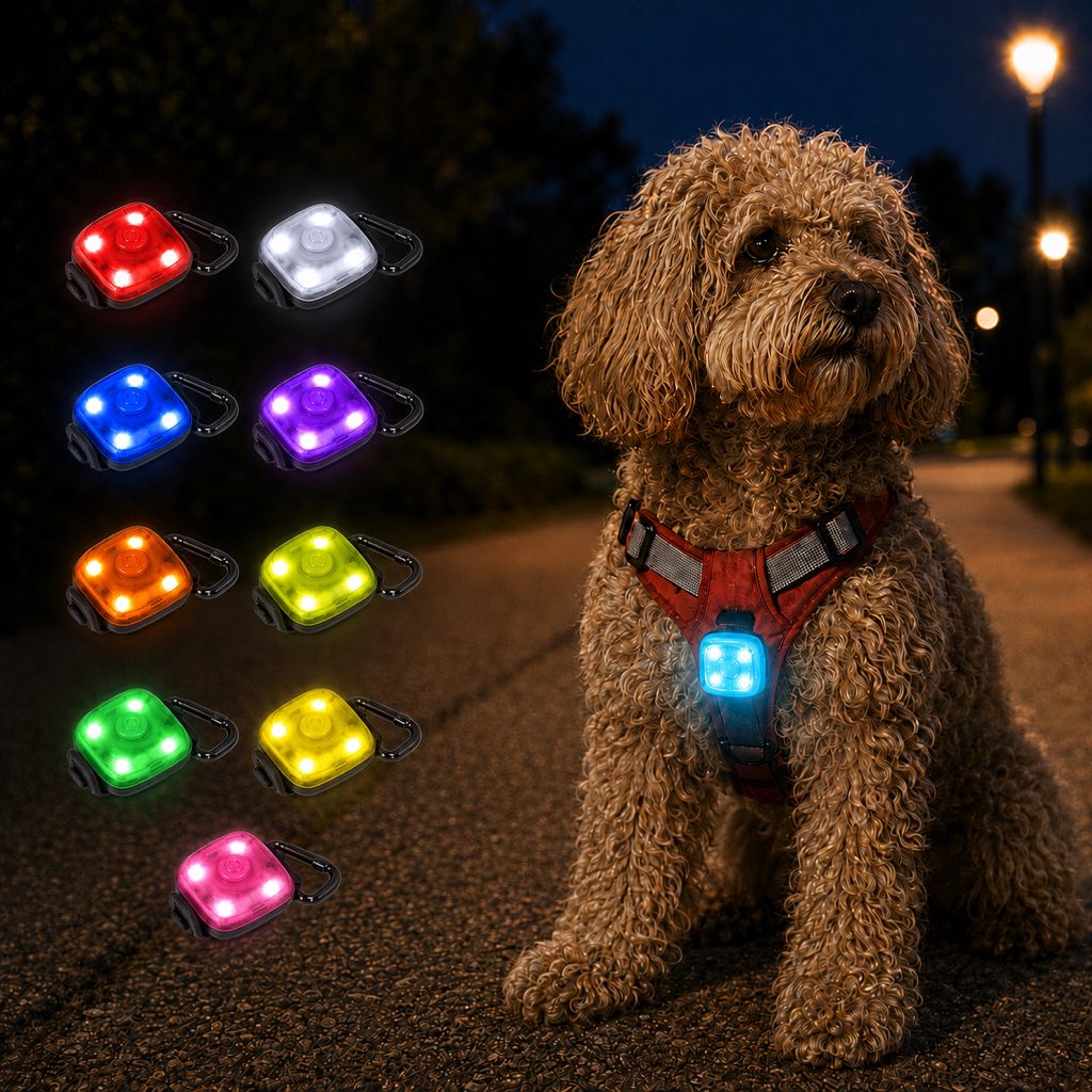 USB-C Rechargeable LED Clip-On Pet Safety Light for Night Walks