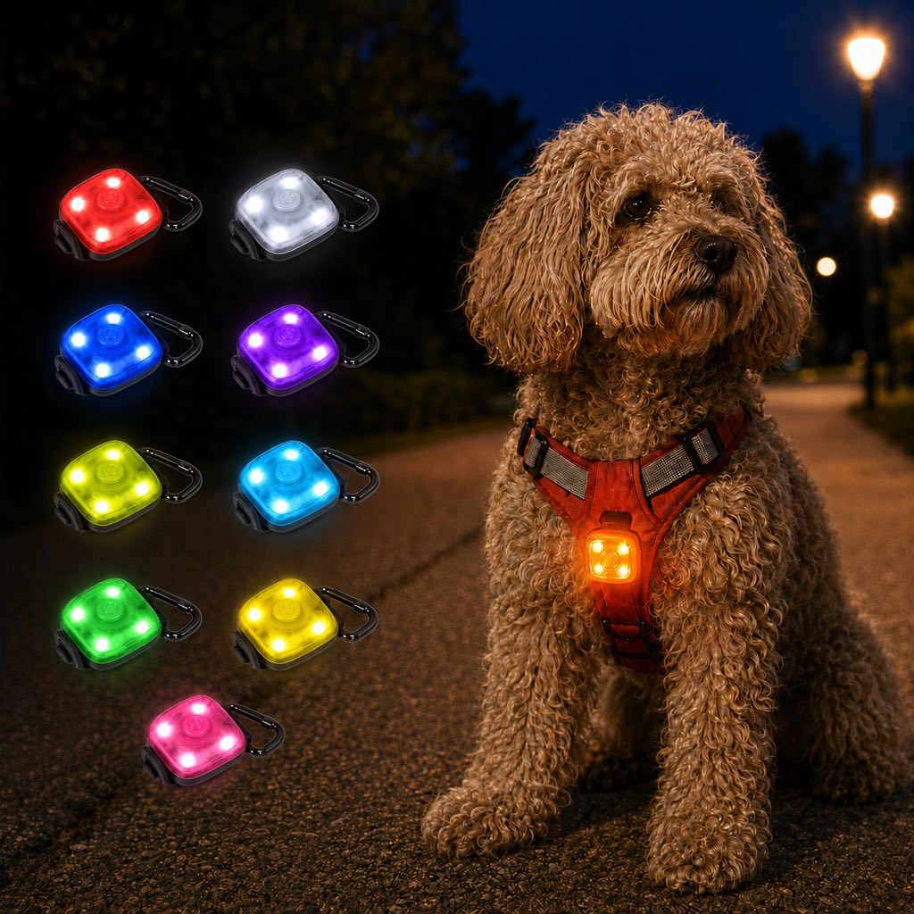 USB-C Rechargeable LED Clip-On Pet Safety Light for Night Walks