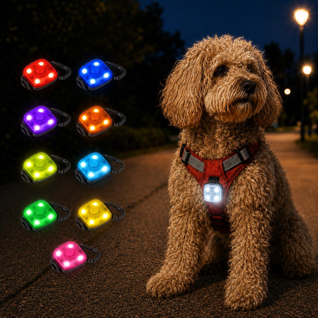 USB-C Rechargeable LED Clip-On Pet Safety Light for Night Walks