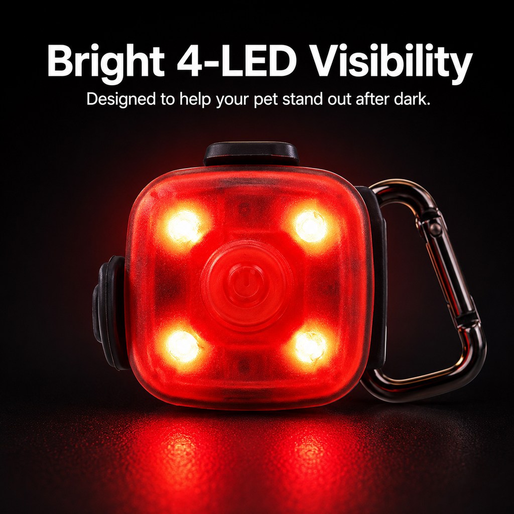 USB-C Rechargeable LED Clip-On Pet Safety Light for Night Walks