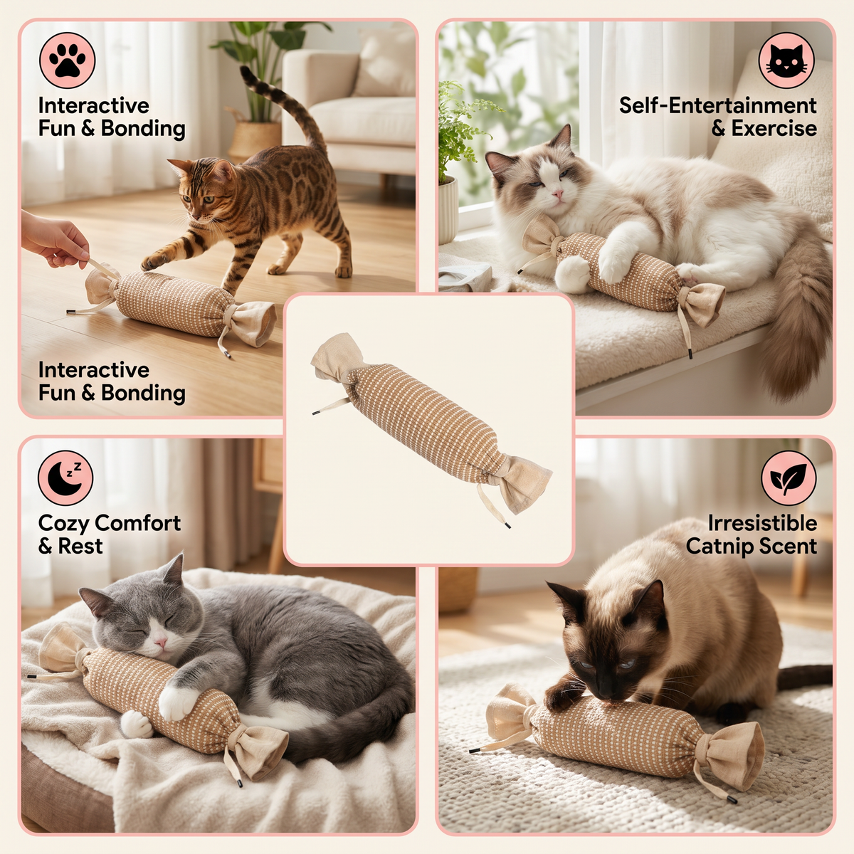 Eco-Friendly Catnip Jute Bag Toy for Cats – Durable Interactive Play Bag