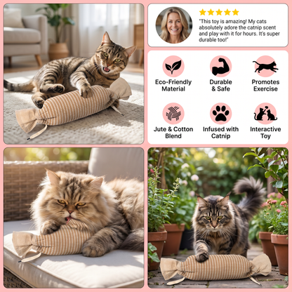 Eco-Friendly Catnip Jute Bag Toy for Cats – Durable Interactive Play Bag