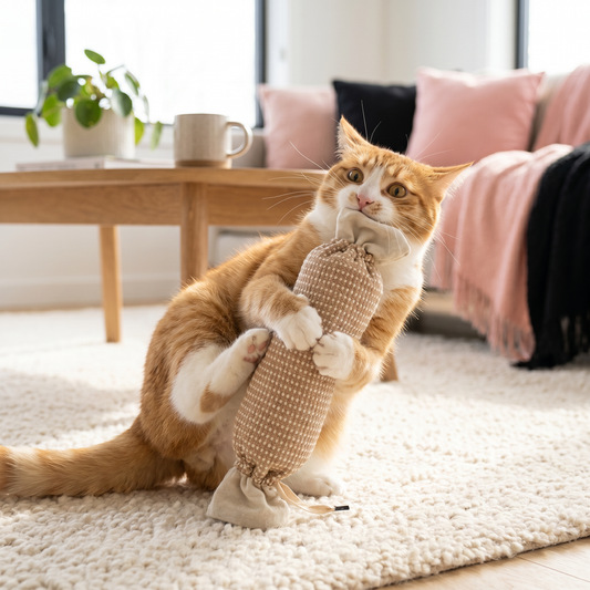 Eco-Friendly Catnip Jute Bag Toy for Cats – Durable Interactive Play Bag