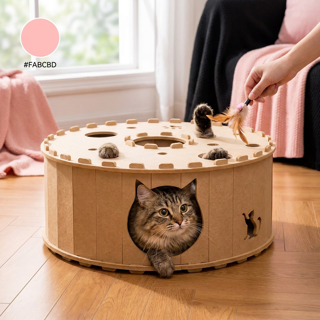 4-in-1 Foldable Cat Tunnel House – Interactive Hideaway, Scratcher & Play Bed